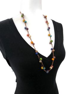 Long Acai Necklace and Earrings in Multi Color TAG515 | eBay Long Necklace Handmade, Organic Necklace, Leather Cord Jewelry, Tagua Necklace, Ivory Necklace, Seed Necklace, Tagua Jewelry, Diy Jewelry Necklace, Cord Jewelry