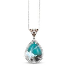 This gorgeous necklace from Le Vian® showcases a jaw-dropping pear-shaped Aquaprase Candy surrounded by a luscious frame of round-cut Vanilla Topaz™ gemstones. Rich round-cut Chocolate Quartz® embellish the bail to finish the look. The 14K Vanilla Gold® pendant is suspended from a 20-inch cable chain and secures with a lobster clasp. Teardrop Gemstone Accent Necklace For Anniversary, Fine Jewelry Teardrop Pendant Drop Necklace With Gemstone, Diamond Teardrop Necklace With Gemstone Accents, Teardrop Diamond Necklace With Gemstone Accents, Diamond Teardrop Necklaces With Gemstone Accents, Fine Jewelry Teardrop Gemstones With Accents, Pear-shaped Gemstone Drop Necklace In Fine Jewelry Style, Pear Shaped Gemstone Drop Necklace In Fine Jewelry Style, Pear-shaped Jewelry With Gemstone Accents