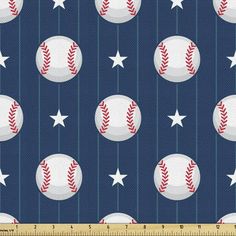 baseballs and stars are on a blue background