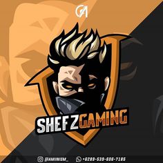 the head of a man with a beard in front of a shield and text that reads shef gaming