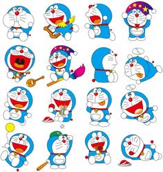 cartoon characters with different expressions and colors