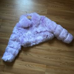 Cropped, Lilac Faux Fur, Never Worn. Nwt - New With Tags Purple Long Sleeve Fur Coat With Faux Fur Trim, Cropped Jacket With Faux Fur Trim For Winter, Purple Faux Fur Outerwear For Fall, Purple Faux Fur Coat For Winter, Winter Purple Faux Fur Coat, Purple Faux Fur Winter Outerwear, Purple Faux Fur Outerwear For Winter, Purple Fur Coat For Fall, Winter Purple Faux Fur Outerwear