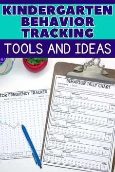 a clipboard with the words, behavior tracking tools and ideas on it next to a clipboard with text