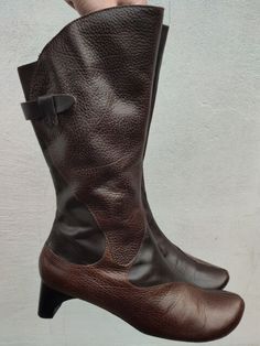 Kibbe Romantic, Leather Patchwork, Calf Boots, Mid Calf Boots, Mid Calf, Block Heels, Brown Leather, The Incredibles, Square