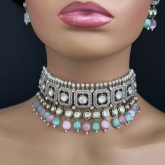 Mint Pink Premium Dual Tone uncut Polki Kundan Choker,Sabyasachi choker, Bollywood Indian Pakistani jewelry for wedding , Bridal jewelry Gold-plated foiled Kundan necklace set. Regular Size And Adjustable Ships from California, USA Delivery in 2-5 business days in the USA. Other colors can be found here https://www.etsy.com/listing/1423048212/red-premium-dual-tone-uncut-polki-kundan?ref=listings_manager_grid https://www.etsy.com/listing/1437261349/mint-premium-dual-tone-uncut-polki?ref=listings_ Heavy Choker Bridal Necklace For Reception, Heavy Bridal Choker Necklace For Reception, Heavy Bridal Choker For Reception, Bollywood Style Choker For Reception Hand Set, Bollywood Style Bridal Choker Necklace For Reception, Bollywood Style Bridal Choker For Reception, Heavy Choker For Festivals And Reception, Heavy Choker For Reception And Festivals, Multicolor Kundan Choker Necklace For Wedding