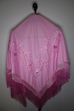 Multicolor Spanish Shawl with fringes (100% polyester) Size: 175cm x 115cm x 115cm Luxury Pink Shawl For Festivals, Pink Bohemian Shawl For Festivals, Spanish Shawl, Luxury Bohemian Pink Shawl, Pink Vintage Silk Shawl, Vintage Pink Shawl Scarf, Pink Shawl, Shawls And Wraps, Scarf Wrap