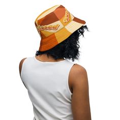 Need to stay groovy and cool in the summer sunshine? Our 70s Groovy Hippie Sunkissed Reversible Bucket Hat is here to save the day! Featuring a linen feel material and moisture-wicking fabric, this lightweight and breathable Panama Summer bucket hat is custom made to order in gorgeous orange, green, brown and cream shades – perfect for that ‘sun kissed’ look. Not only does it come with a classic mid century modern design featuring bright florals, but best of all, it can be worn on both sides – s Retro Multicolor Bucket Hat For Summer, Adjustable Retro Summer Hat, Retro Summer Hats For Outdoor, Retro Multicolor Sun Hat For Summer, Retro Adjustable Bucket Hat For Summer, Orange Cotton Bucket Hat For Summer, Orange Cotton Beach Hat, Retro Summer Outdoor Hat, Trendy Orange Bucket Hat For Summer