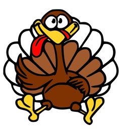 a cartoon turkey sitting on the ground