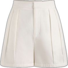 Shorts White, Pleated Shorts, Straight Leg Trousers, Cider, White Shorts, Knee Length, Mid Rise, Straight Leg, Color White