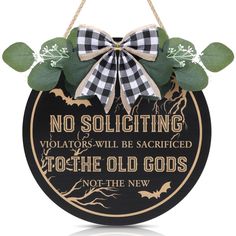 a sign that says no soliciing, violators will be sacrigated to the old gods not the new