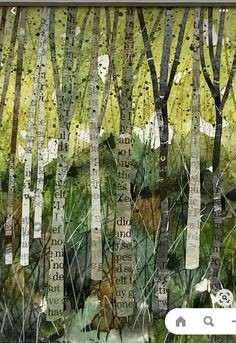 an image of a painting with trees in the background and words written on it that say i love you