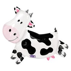 a black and white cow inflatable balloon