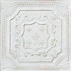 The DCT04-Elizabethan Shield Faux tin ceiling tile is a part of our From Plain To Beautiful collection. This Faux tin ceiling tile is sized at 2 ft. x 2 ft., It is suitable for both commercial and residential applications and can be installed by either gluing it over stable surfaces or dropping it into a grid system. The panels are constructed from lightweight PVC material, which provides a crisp design and a stunning finish. Size: 2' x 2'.  Color: Gray. Pvc Ceiling Tiles, Faux Tin Ceiling, Faux Tin Ceiling Tiles, Decorative Ceiling Tile, Ceiling Grid, Faux Tin, Popcorn Ceiling, Tile Covers, Tin Tiles