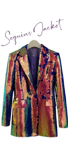 sequined jacket. fit up to size 12 Fitted Disco Outerwear With Sequins, Fitted Sequin Disco Outerwear, Fitted Sequin Fabric For Fall, Fitted Sequin Blazer For Fall, Glamorous Sequined Long Sleeve Blazer, Glamorous Long Sleeve Sequin Blazer, Fitted Long Sleeve Blazer With Contrast Sequin, Fall Contrast Sequin Long Sleeve Blazer, Fitted Blazer With Contrast Sequin For Fall