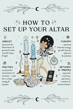 🌙 Discover how to set up your altar with our guide! Perfect for witchcraft, pagan rituals, tarot readings, and full moon ceremonies. Create a sacred space that resonates with your spiritual practice. #Witchcraft #Pagan #Tarot #FullMoonWitch #AltarSetup #Spirituality #Magic #Wicca #Rituals #SacredSpace Beginner Witch Altar, Altar Set Up Witchcraft, How To Set Up Your Altar, What Is An Altar, Tarot Altar Set Up, Higher Self Altar, Creating A Sacred Space, How To Set Up An Altar For Beginners, Altar Setup Witchcraft Ideas