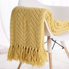 Enhance your home decor with a splash of color by draping one of these beauties across your bed, couch or favorite chair. Great for covering a napping child or spouse. Many fashionable colors! 50" x 60". | Battilo Home Boon Knitted Tweed Throw Couch Cover Blanket by Battilo Home in Yellow (Size 56" X 96") Yellow Blanket, Yellow Throw Blanket, Yellow Blankets, Knit Tweed, Couch Throw Blanket, Floor Remodel, Thermal Sweater, Bed Couch, Couch Cover