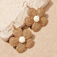 Super Cute And Stylish Ships In 5-10 Business Days Textile Earrings, Diy Earrings Easy, Earrings Diy Handmade, Flower Braids, Embellished Fashion, Crochet Earrings Pattern, Flower Drop Earrings, Fabric Earrings, Handmade Fashion Jewelry