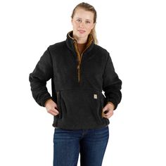 Pull on this women's fleece pullover when the temps drop. It has a loose fit that's made to layer. Elastic cuffs help seal out cold air, and zipper pockets keep work-day essentials secure. Features9.7-ounce, 100% polyesterElastic cuffsSecure zipper pocketLength: 26.75"Replaces 104922Model No. OJ6470-WCountry of Origin: Imported | Carhartt Women's Polyester Women's Loose Fit Fleece Pullover | Frosted Balsam | M Carhartt Pullover, Carhartt Fleece, Carhartt Womens, Fall Layering, Quarter Zip Sweatshirt, Womens Fleece, Clothing Essentials, Women Hoodies Sweatshirts, Cold Air