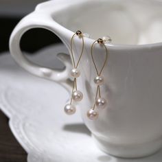 14K Gold Filled Wire Pearl Earrings - floysun