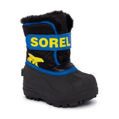 Temperature rated to up to -25°C, these preschool boy's Sorel black and blue Snow Commander winter boots act as an excellent shield against harsh cold weather. Featuring a durable synthetic upper with 200 grams of insulation, these boots have an adjustable strap, plush fleece lining, a 2. 5mm bonded felt frost plug, a waterproof thermal rubber shell and a multi-directional lug outsole for excellent traction. | Sorel Toddler Boys' Snow Commander Winter Boot in Blue Size 4 Medium Cat Themed Gifts, Animals Funny, Cutest Animals, Waterproof Winter Boots, Sunglass Hut, Plus Size Shopping, Boys Shoes, Winter Boots, Handbag Accessories