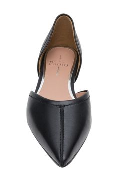 A pointy-toe flat will be a go-to in your everyday wardrobe with its d'Orsay silhouette and sleek leather upper. Foam-cushioned footbed Leather upper/synthetic lining/rubber sole Imported Black Pointed Toe Flats For Office With Branded Insole, Classic Pointed Toe Heels With Leather Footbed, Sleek Pointed Toe Flats With Branded Insole, Pointed Toe Heels With Leather Footbed, Medium Width, Pointed Toe Heels With Leather Footbed, Medium Width Pointed Toe Heels With Leather Footbed, Pointed Toe Flats With Branded Heel Counter For Work, Workwear Pointed Toe Flats With Branded Heel Counter, Classic Flats With Contrasting Heel And Pointed Toe