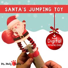 santa's jumping toy is being held by someone