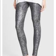 Nwt Philosophy Size Small Iridescent Silver/Black Snakeskin Pattern Leggings. High Waisted And Cute Fit. Fun Color For All Seasons Fitted Metallic Leggings For Fall, Stretch Silver Leggings, Silver Stretch Bottoms For Fall, Fitted Silver Bottoms For Fall, Snakeskin Leggings, Sheer Pants, Iridescent Color, Slim Straight Pants, Suede Pants