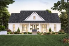 this is an artist's rendering of the farmhouse style house plans for small homes