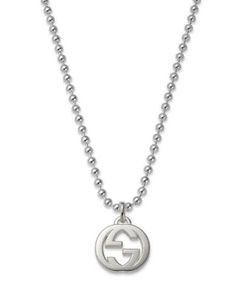 Gucci Sterling Silver Interlocking G Pendant Necklace, 21.65 Classic Gucci Pendant Jewelry, Gucci Classic Pendant Jewelry, Classic Silver Gucci Necklaces, Gucci White Gold Pendant Necklace, Luxury Gucci Jewelry With Polished Finish, Gucci Luxury Jewelry With Polished Finish, Classic Gucci Chain Jewelry, Gucci Formal Round Jewelry, Formal Gucci Jewelry