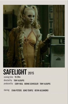 the poster for safelight shows a woman in an orange dress and fur stoler