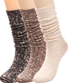 PRICES MAY VARY. The Mid Calf Socks Are Made From Soft And Comfortable Poly-Cotton Blends, Which Is Breathable And Comfortable. They Have Good Elasticity. 60%premium Fabric+7%wool+17% polyester+16%Spandex Machine & Hand Wash Warm socks: 60%premium Fabric+7%wool+17% polyester+16%Spandex,make our fuzzy socks ultra soft, cozy, warm and stretchable. Giving your feet maximum coziness and keeping you warm in cold days, fluffy socks protect your toe, ankle and sole, Keep enough body temperature to make Cheap Women's Winter Socks, Knit Wool Socks, Womens Socks, Slouch Socks, Fluffy Socks, Socks Gift, Womens Thermal, Girl Friends, Warm Boots