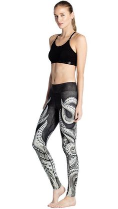 Full Length - Tentacles Cycling Training, Gym Tights, Eagle Rock, Acro Yoga, Performance Leggings, Compression Pants, Squat Proof, Kraken, Workout Gear