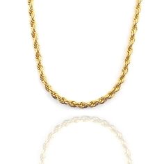 This pristine 18K Gold Rope Chain is crafted with diamond machined grooves, creating a flawless and breathtaking look at first glance. Perfect for pairing with pendants or adding an elegant touch to any outfit. White Gold Rope Chain Necklace, Classic Link Chain Necklace With Rope Detail, Classic Link-style Rope Chain Necklace, Classic Rope Chain Link Necklace, Classic Round Rope Chain Necklace, Elegant Gold Diamond Cut Rope Chain Necklace, Elegant 14k Gold Tarnish Resistant Rope Chain Necklace, Elegant Gold Diamond-cut Rope Chain Necklace, Elegant Round Rope Chain Necklace