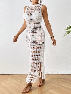 44517620842657|44517620875425|44517620908193|44517620940961 White Hollow Out Dress For Beach Season, White Crochet Trim Beachwear Dress, White Crochet Beachwear Dress For Beach Party, White Bohemian Crochet Dress With Hollow Out Details, White Crochet Dress With Hollow-out Details For Party, White Open Knit Dress For Vacation, White Fitted Crochet Dress With Hollow Out Design, White Summer Crochet Dress With Open Knit, White Beachy Crochet Dress For Beach