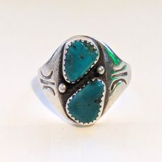 The Ring Is Not Fully Round And Appears To Have Been Stretched To Fit A Size 8 Ring Finger. That Doesn't Impact Wearing The Ring. Beautiful Turquoise On Front. This May Be A Navajo Artisan But Not Sure. Acid Tested For Silver. Item#10199 Southwestern Blue Turquoise Teardrop Ring, Southwestern Style Blue Nickel-free Rings, Southwestern Teardrop Blue Rings, Southwestern Blue Teardrop Ring, Silver Turquoise Ring, Sterling Silver Rings Turquoise, Mens Accessories Jewelry, Ring Finger, Silver Turquoise