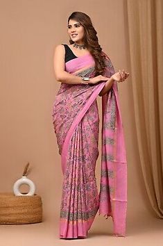 ad eBay - Indian Designer Hand Block Print 100% Silk Saree Sari For Women Party Wear Dress - Buy Now, click the link (eBay) Elegant Summer Saree Dress, Pink Saree Dress For Spring, Pink Summer Saree Dress, Sari For Women, Party Wear Dress, India And Pakistan, Hand Block Print, Women Party, Indian Designer