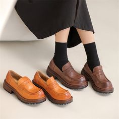 The Upper And Insole Are All Made Of Top Layer Leather, Soft, Flexible And Comfortable, Hand-Cut, Wearing Your Unique Beauty. Color: Coffee/BrownMaterial: Cow LeatherLining: Genuine LeatherInsole: Cow LeatherSole: RubberHeels: 5 cm/1.97"Fit: Medium to Wide, Runs Normal.Origin: Made in China Production Time: About 5-7 d Womens Loafers, Color Coffee, Unique Beauty, Coffee Brown, Fall Shoes, Rubber Heels, Penny Loafers, 8 Days, Loafers For Women