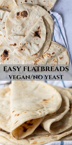 homemade flatbreads made with vegan / no yeast bread are easy to make and so delicious