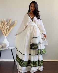 Beautiful Ethiopian and Eritrean Habeshan Dress. Stylish Menen, 100% Cotton. Ethiopia Clothing, Eritrean Clothing, Ethiopian Wedding Dress, Amhara Culture, Eritrean Dress, Beautiful Ethiopian, Ethiopian Wedding, Ethiopian Clothing, Habesha Dress