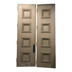 two doors are open on a white background