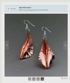 Cool Fold Formed Rose Gold-Tone Leaf Earrings Highlighted on #Etsy #Handcrafted #7thAnniversary https://www.etsy.com/listing/220096795 Elegant Leaf-shaped Earrings For Gift, Elegant Leaf Shaped Earrings As Gift, Nature-inspired Copper Earrings As Gift, Metal Leaf-shaped Earrings As Gift, Leaf-shaped Metal Earrings As Gift, Unique Leaf-shaped Earrings For Gift, Rose Gold Nature-inspired Earrings For Gift, Nature-inspired Rose Gold Earrings For Gift, Nickel-free Leaf-shaped Earrings For Gift