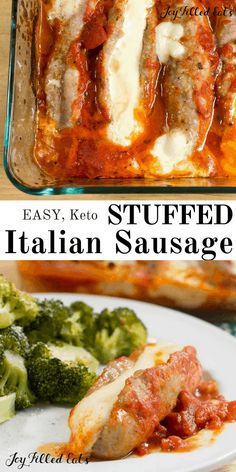 this easy keto stuffed italian sausage casserole is the perfect dinner for two