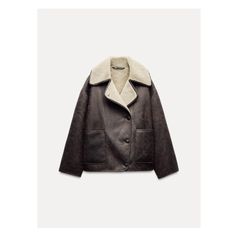 ZARA WOMAN COLLECTIONLong sleeve lapel collar jacket. Front patch pockets. Tonal matching fleece interior. Front button closure. Double Faced Jacket, Zara Winter Jacket, Waistcoat Dress, Cargo Shirts, Trench Jacket, Cardigan Sweater Dress, Anorak Jacket, Leather Shirt, Zara Woman