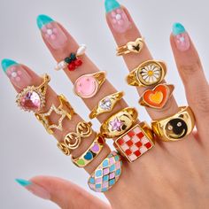 Material: gold plated brass, enamel Hey Maeve Jewelry Rings, Pink Luxury Enamel Ring, Cheap Gold Enamel Rings, Nail Varnish Rings, Ring Bundles, Clock Ring, Breakfast Ring, Nails Rings, Heart Wave