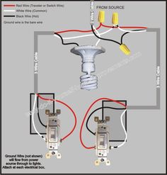 three way switch wiring with two lights and one light on the other side, in an electrical