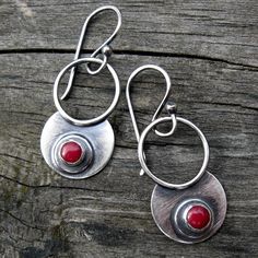 Red coral sterling silver dangle earrings Deep red 4mm coral is set in pure silver on sterling silver hanging lightly from budded french style hooks. 1.5 inch long (including the hooks) Handmade Ruby Dangle Earrings, Red Sterling Silver Earrings For Pierced Ears, Handmade Red Ruby Earrings, Red Sterling Silver Pierced Earrings, Nickel-free Red Earrings For Everyday, Red Sterling Silver Earrings For Everyday, Red Nickel-free Earrings For Everyday Wear, Red Jewelry With Matching Earrings For Everyday, Red Hypoallergenic Earrings For Everyday Wear