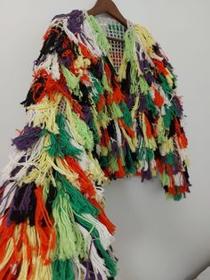 Fringe Coat, Shag Jacket, Shaggy Jacket, Party Jacket, Fringe Coats, Party Jackets, Boho Cardigan, Thick Yarn, Grunge Style