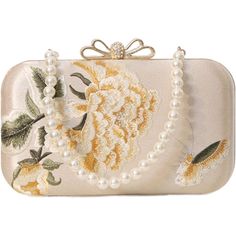 - Sophisticated Embroidery Design - The Stunning Women's Evening Bag Features Unique Embroidered, Classy, And Beautiful Details. It Includes A Detachable Faux Pearl Hand Strap And A Metal Chain, Allowing The Bag To Be Carried By Hand Or Worn Cross-Body, Depending On Your Preference. - Adequate Capacity - Measuring Approximately 7.87'' (L) X 2.16'' (W) X 5.23'' (H), This Clutch Is Perfect For Holding Your Small Essentials. Since The Bag's Material Is Not Stretchy, Avoid Overstuffing Or Forcing It Floral Embroidered Evening Bags, Elegant Embroidered Rectangular Bags, Elegant Rectangular Bag With Multicolor Embroidery, Beige Embroidered Clutch Evening Bag, Embroidered Cream Evening Bag For Party, Beige Embroidered Evening Bag For Events, Cream Embroidered Evening Bag For Party, Embroidered Cream Rectangular Clutch, Elegant Embroidered Beige Clutch