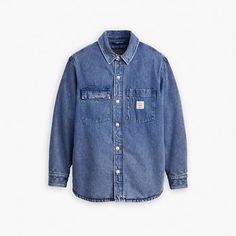 Telegraph Overshirt - Medium Wash | Levi's® US Button-up Tops With Buttoned Pockets For Streetwear, Trendy Relaxed Fit Shacket With Patch Pockets, Winter Tops With Buttoned Pockets And Relaxed Fit, Classic Shacket With Camp Collar And Pockets, Oversized Casual Shirt With Patch Pockets, Casual Winter Shirt With Buttoned Pockets, Relaxed Fit Fall Shirt With Button Closure, Relaxed Fit Shirt With Button Closure For Fall, Casual Fall Shirt With Buttoned Pockets