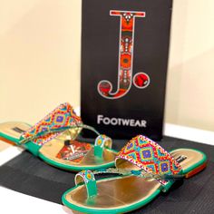 Get It Just In Time For Eid Brand New In Box Beautiful Junaid Jamshed Sandals Size Reads 40 Fits A Us 9 Or A Size 10 Wedding Party Bridesmaid Diwali Muslim Afghani Bengali Indian Pakistani Sana Safinaz, Gul Ahmad, Khaadi, Asim Jofa, Farah Talib Aziz, Maria B, Faraz Manan, Sobia Nazir, Threads And Needels, Threads, Bonanza, Ethnic, Sapphire, Cross Culture, Agha Noor, Saniya Maskatiya, Branded Original Dresses Ramadan Lawn Cotton Tunic Boho Kameez Dupatta Shalwar Salwar Abaya Salwar Shalwar Green Flats With Branded Insole, Designer Green Sandals With Single Toe Strap, Designer Green Flat Sandals, Designer Flat Green Sandals, Closed Toe Flats For Summer Festivals, Closed Toe Flats For Festive Summer Occasions, Closed Toe Flats For Festive Summer Events, Designer Multicolor Flat Sandals, Traditional Green Open Toe Sandals